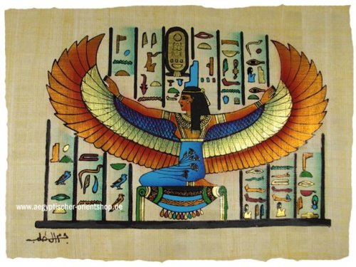 Ägyptischer Papyrus Geflügelte Isis