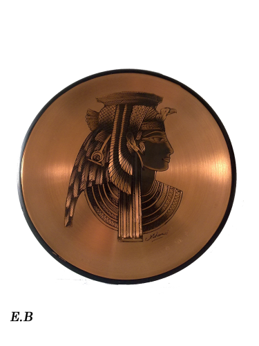 Wanddeko-Teller Königin Cleopatra. Massiv Kupfer